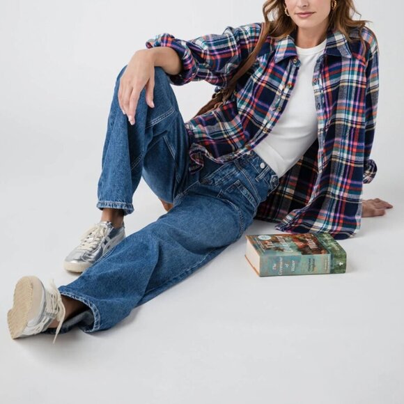 We The Free Palmer Cuffed Jeans Wide Leg Baggy Denim Blue Womens 28 Free People - Picture 8 of 8